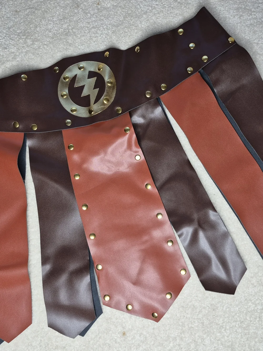 Men's Brown and Rust Leather Studded Gladiator Belt